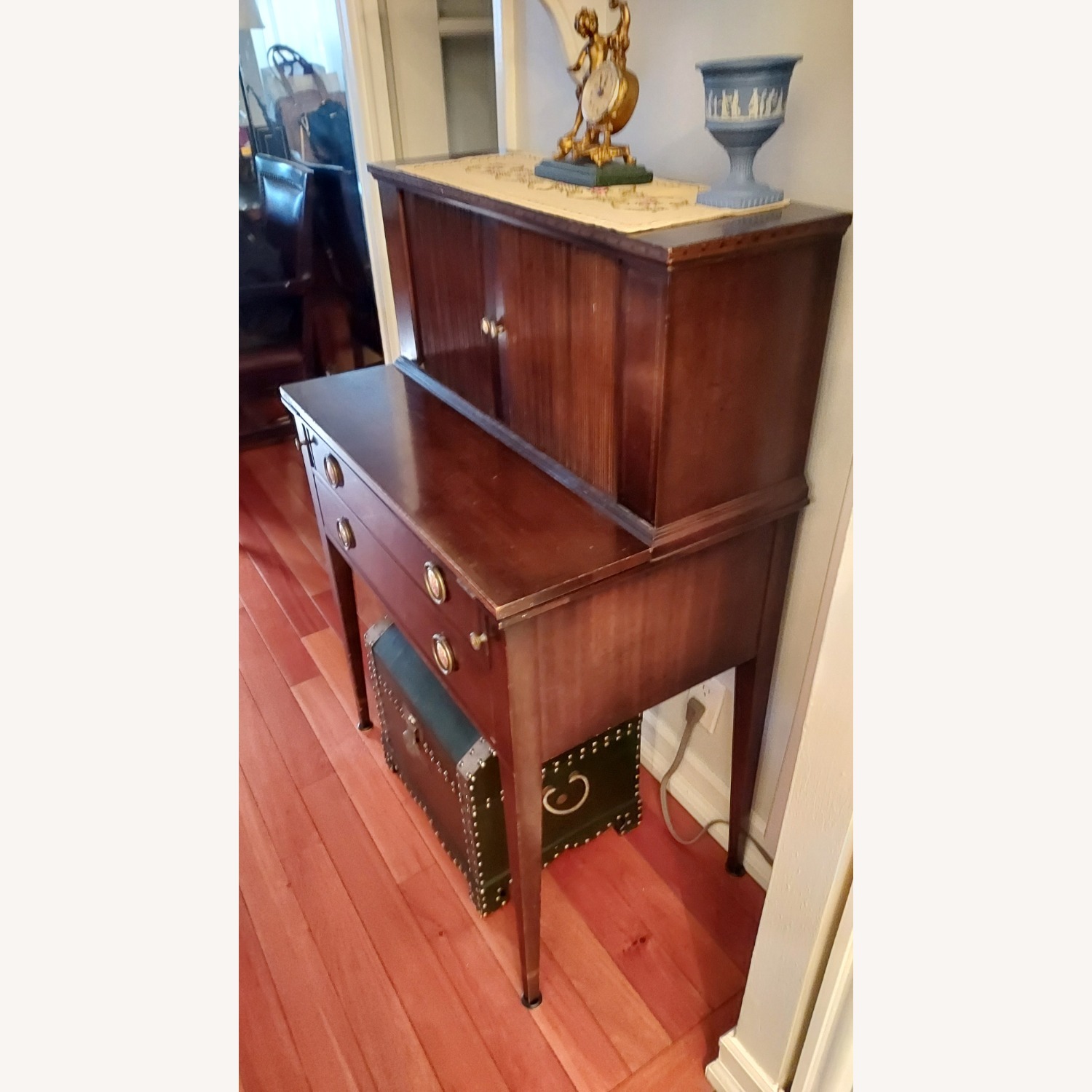 Antique Dark Brown Wood Media Storage - image-3