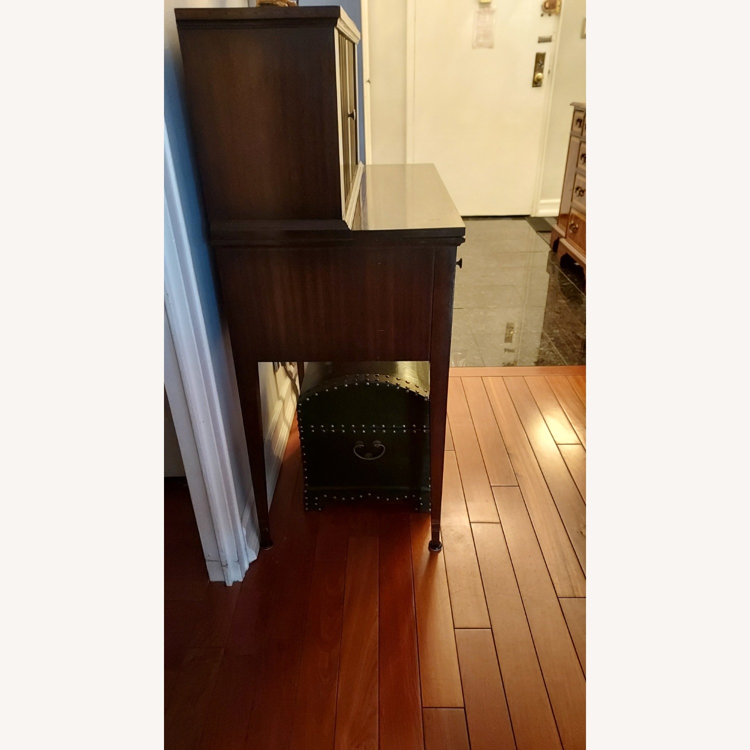 Antique Dark Brown Wood Media Storage - image-2