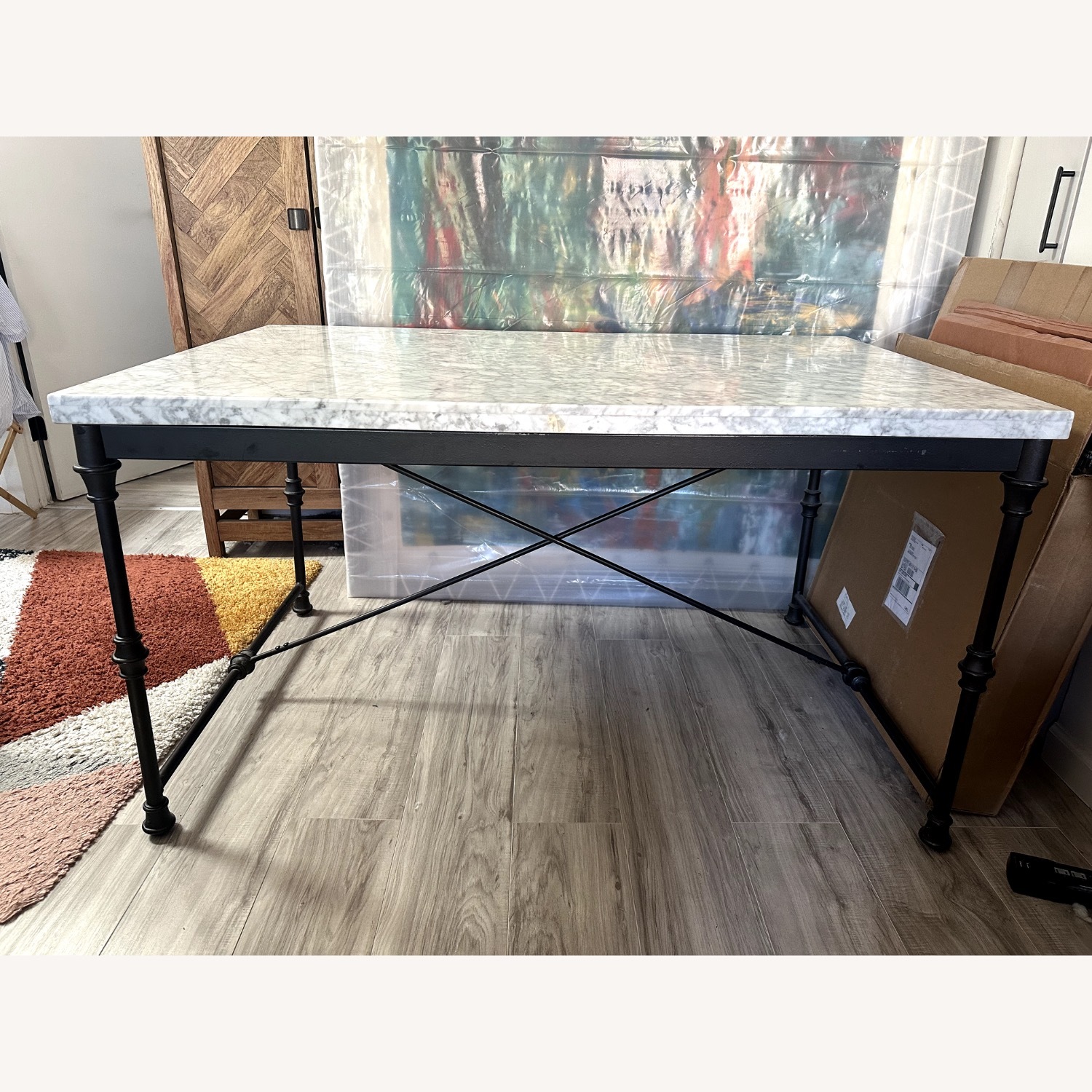 Pottery Barn Austin Marble Dining Table - image-1