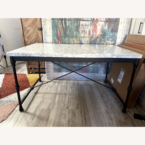 Used Pottery Barn Austin Marble Dining Table for sale on AptDeco