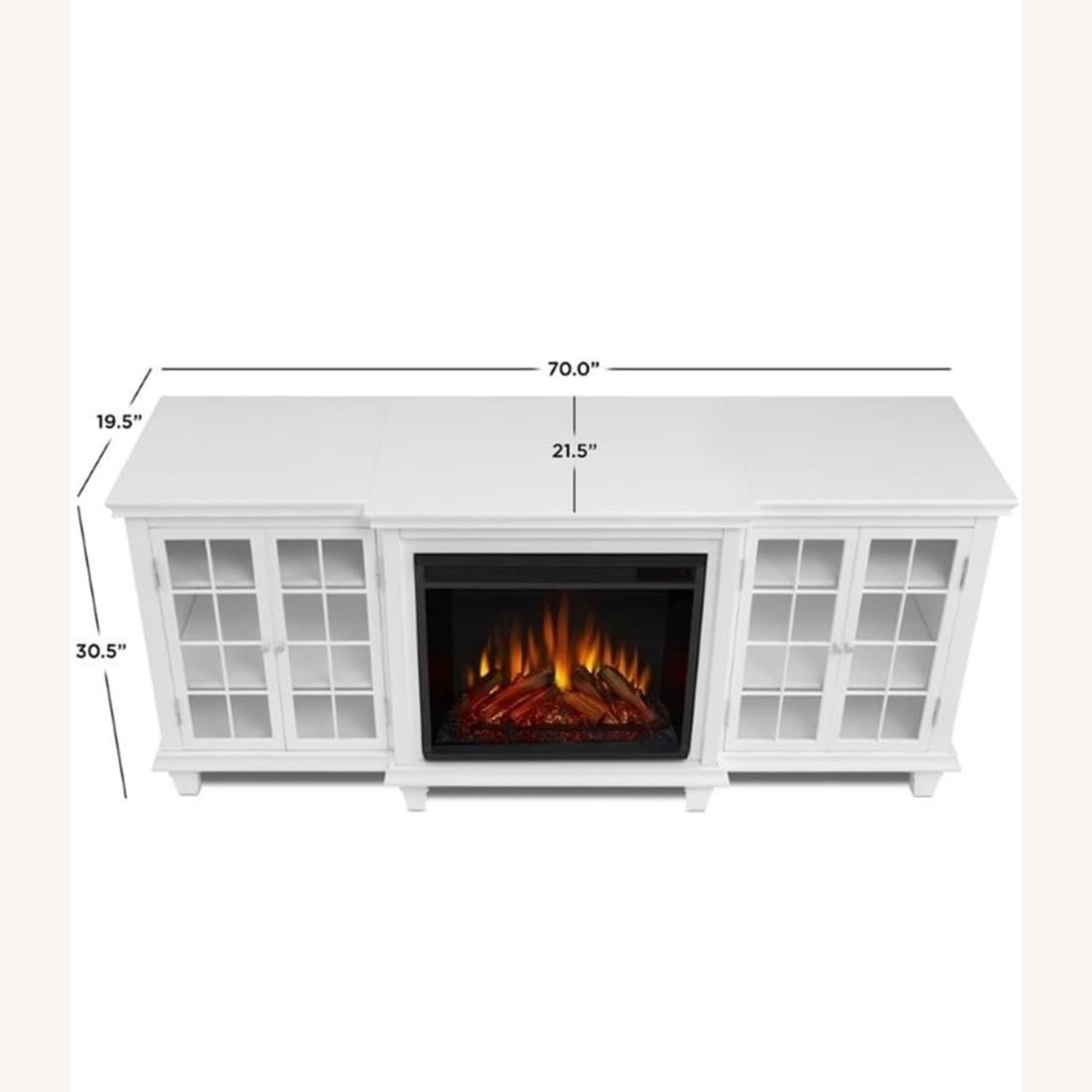 Real Flame White Wood Media Storage - image-5