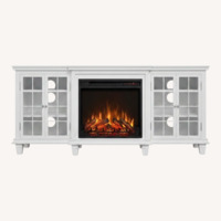 Real Flame White Wood Media Storage