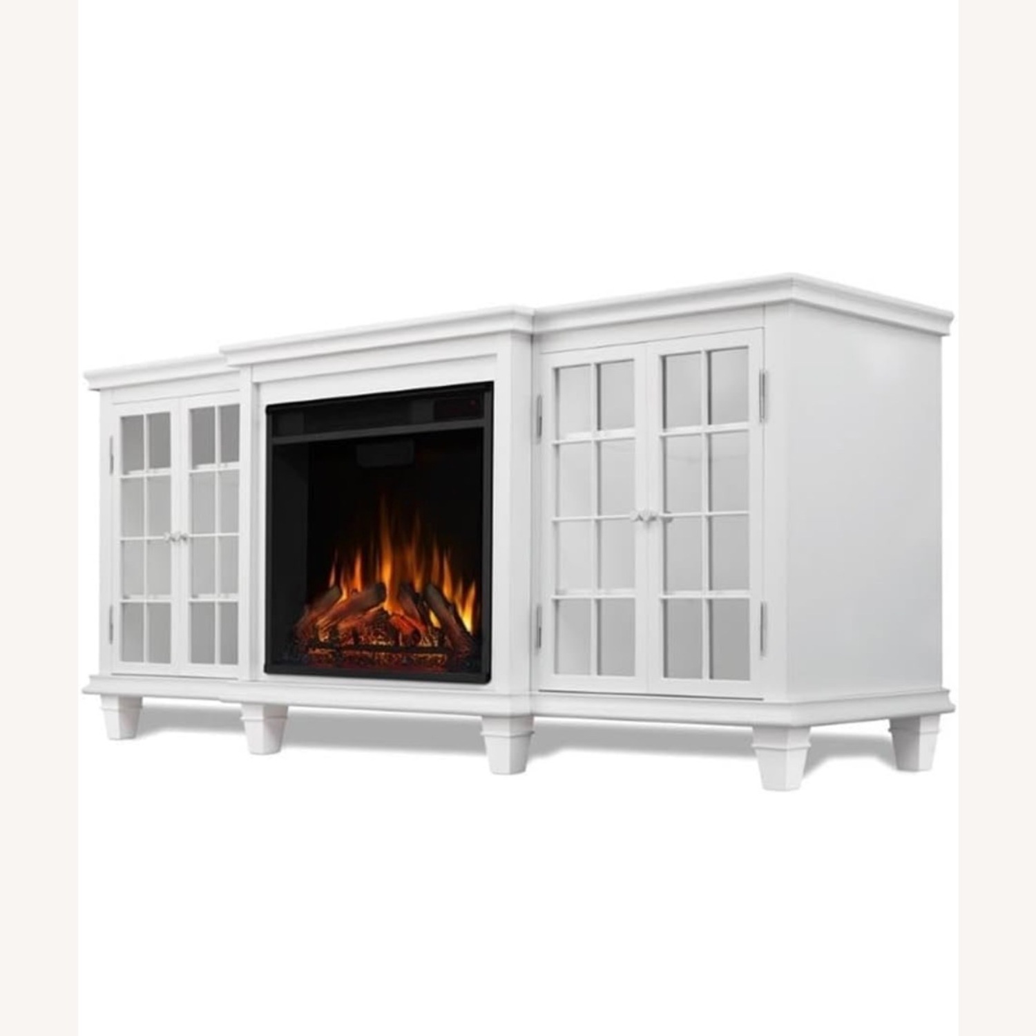 Real Flame White Wood Media Storage - image-4