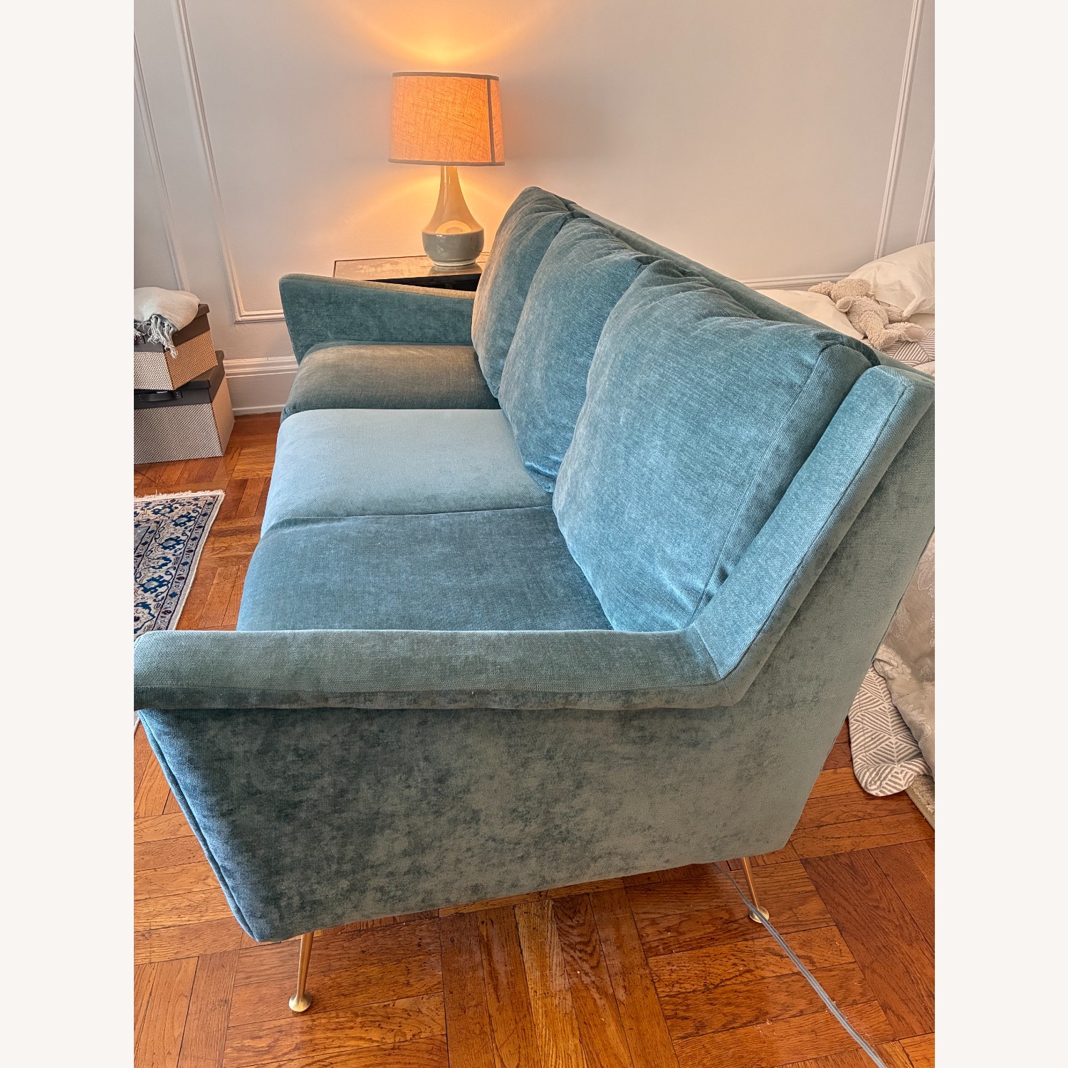 West Elm Carlo Mid-century Ocean Green 3+ Seater Sofa - image-2