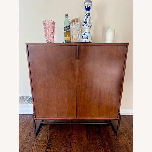 Used Article Oscuro Dark Brown Wood Bar Cabinet for sale on AptDeco