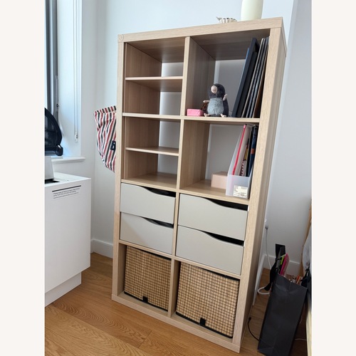 Used IKEA Kallax Natural Wood Bookcase for sale on AptDeco