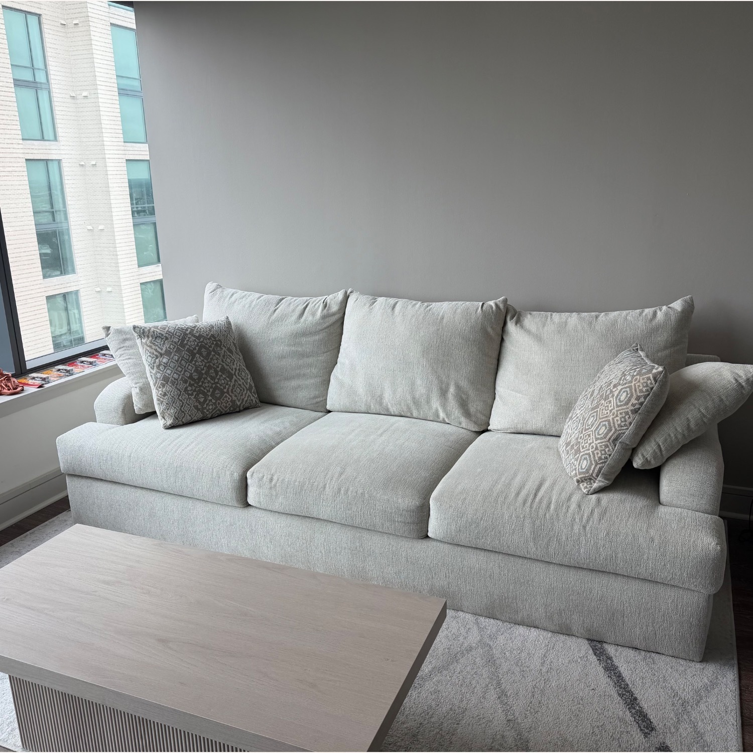 White Fabric 2 Seater Sofa - image-6