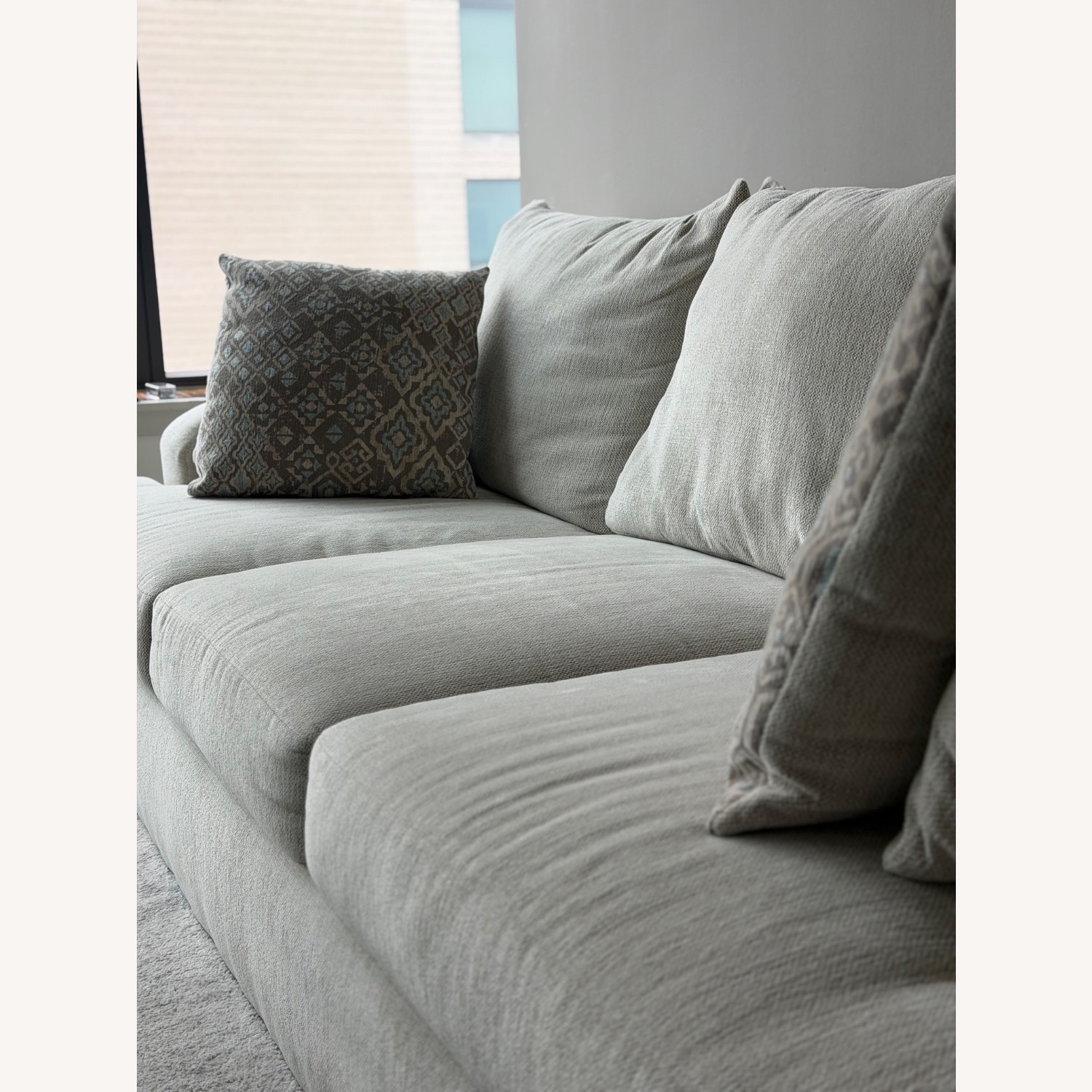 White Fabric 2 Seater Sofa - image-1