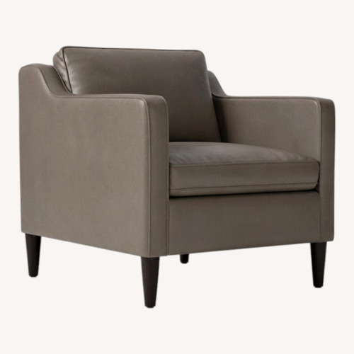Used West Elm Hamilton Gray Leather Armchair for sale on AptDeco