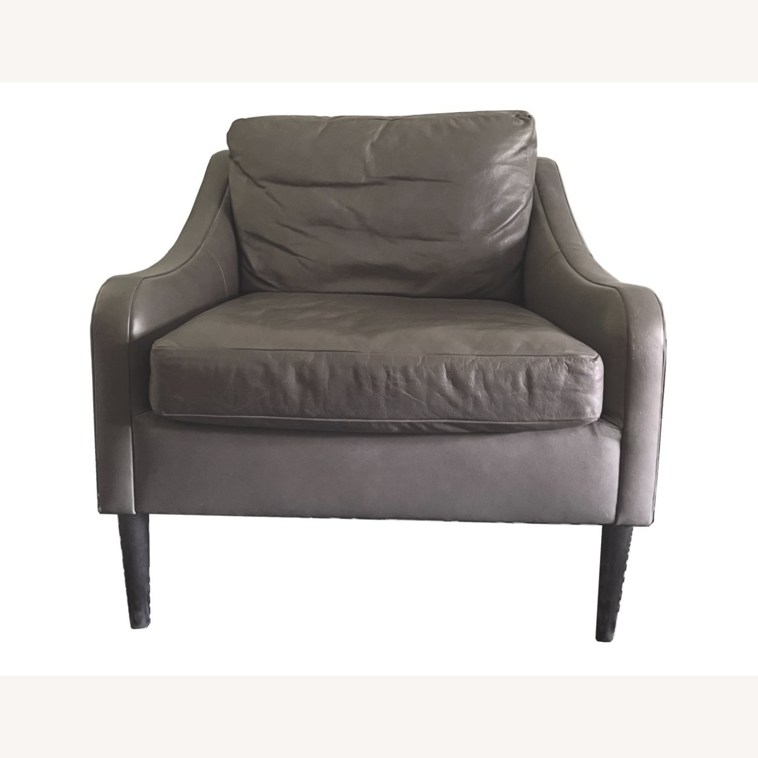 West Elm Hamilton Gray Leather Armchair - image-1