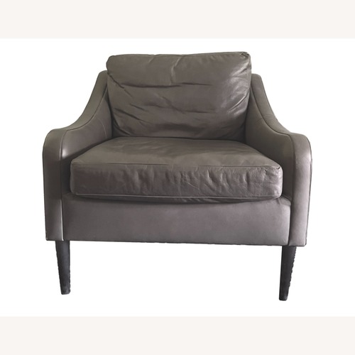 Used West Elm Hamilton Gray Leather Armchair for sale on AptDeco