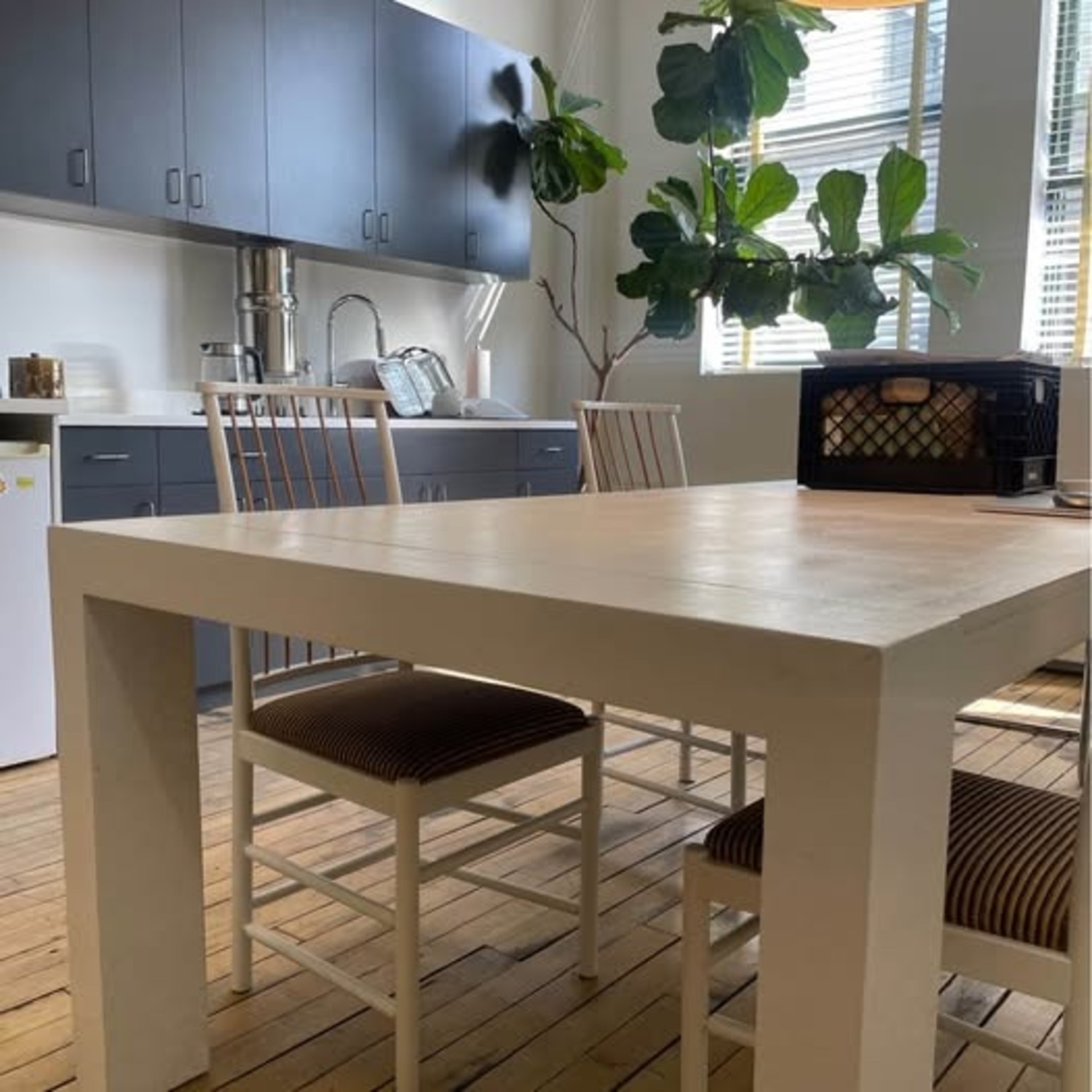 Antique White Wood Dining Table - image-2