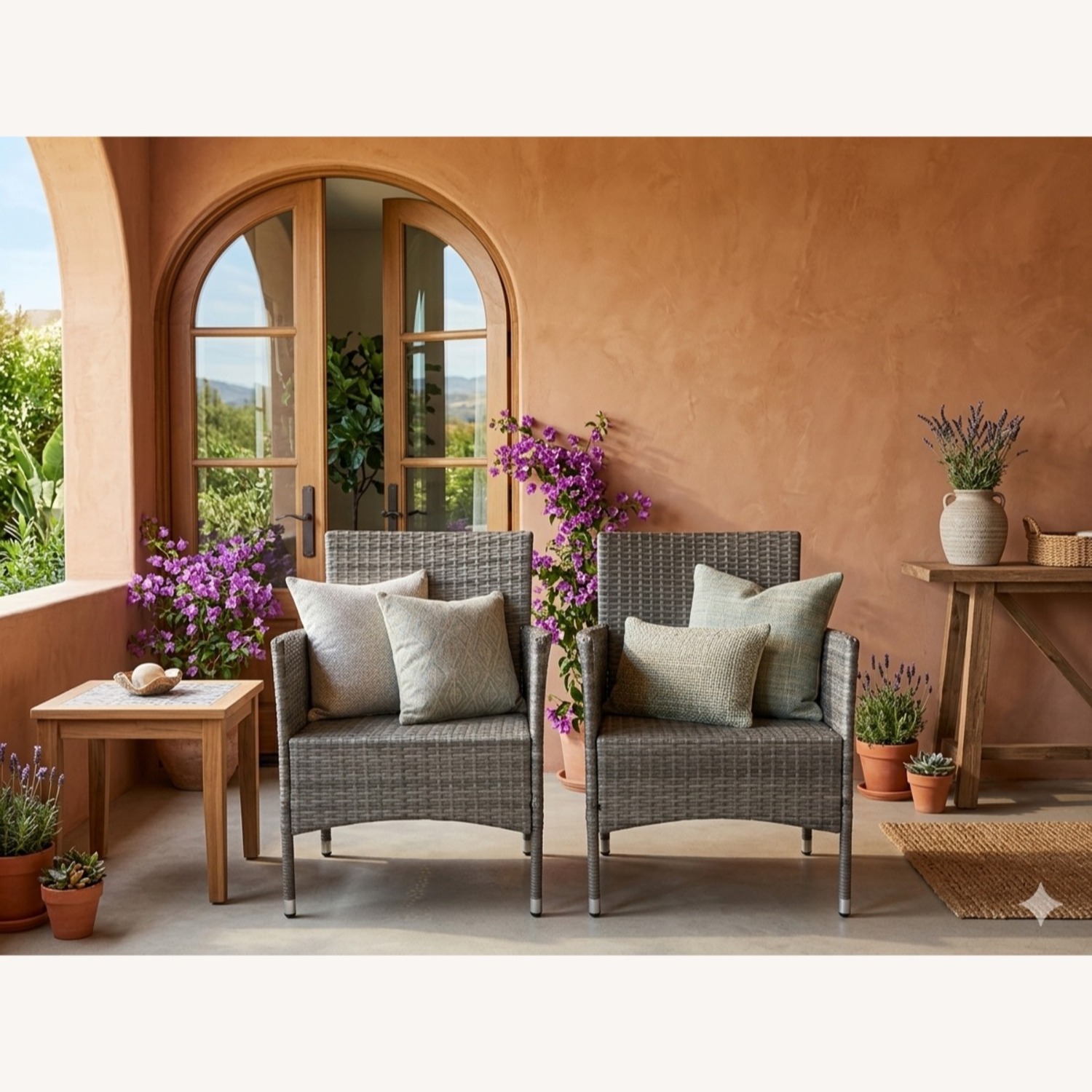 Light Gray Bamboo Patio Furniture - image-2