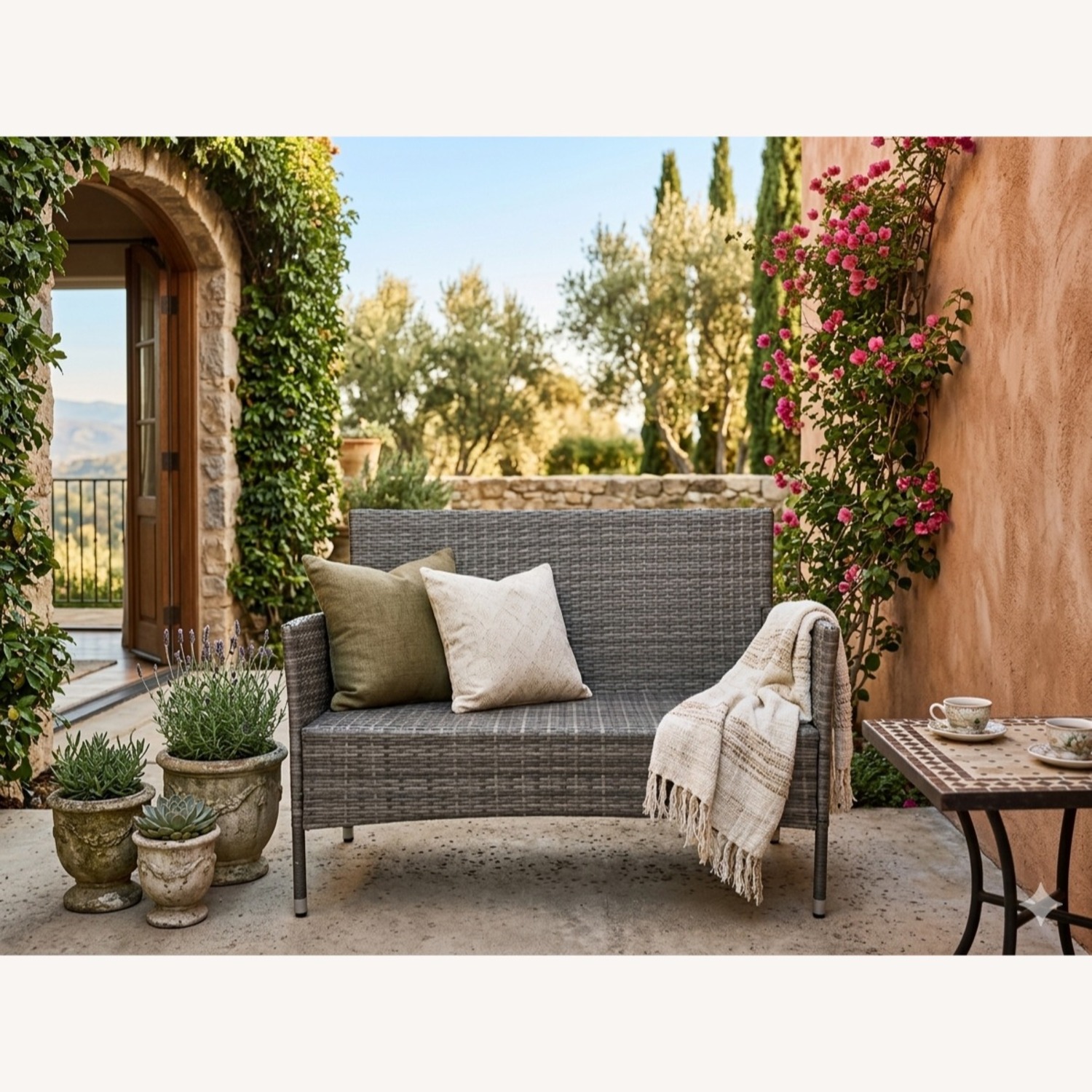 Light Gray Bamboo Patio Furniture - image-3