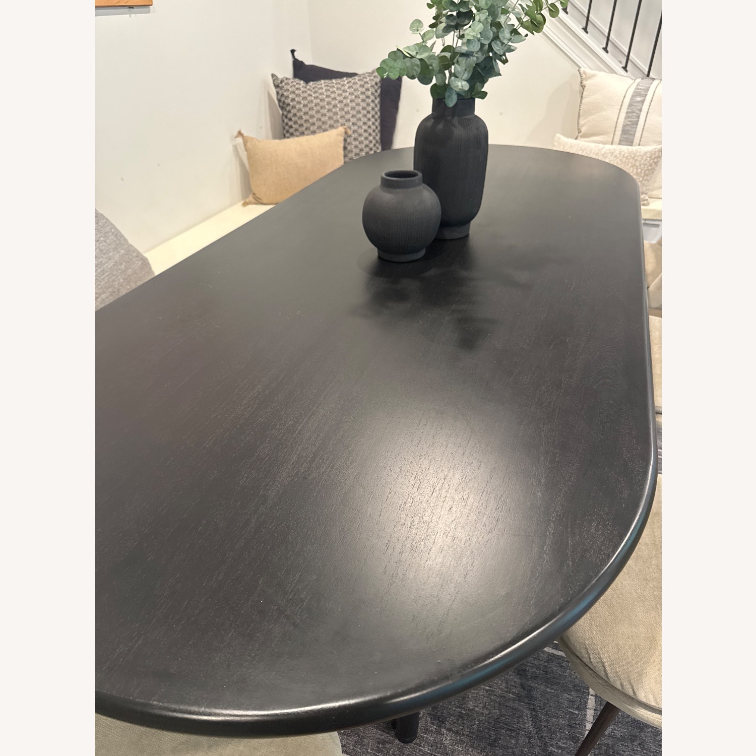 Crate & Barrel Black Acacia Wood Dining Table 94” - image-5