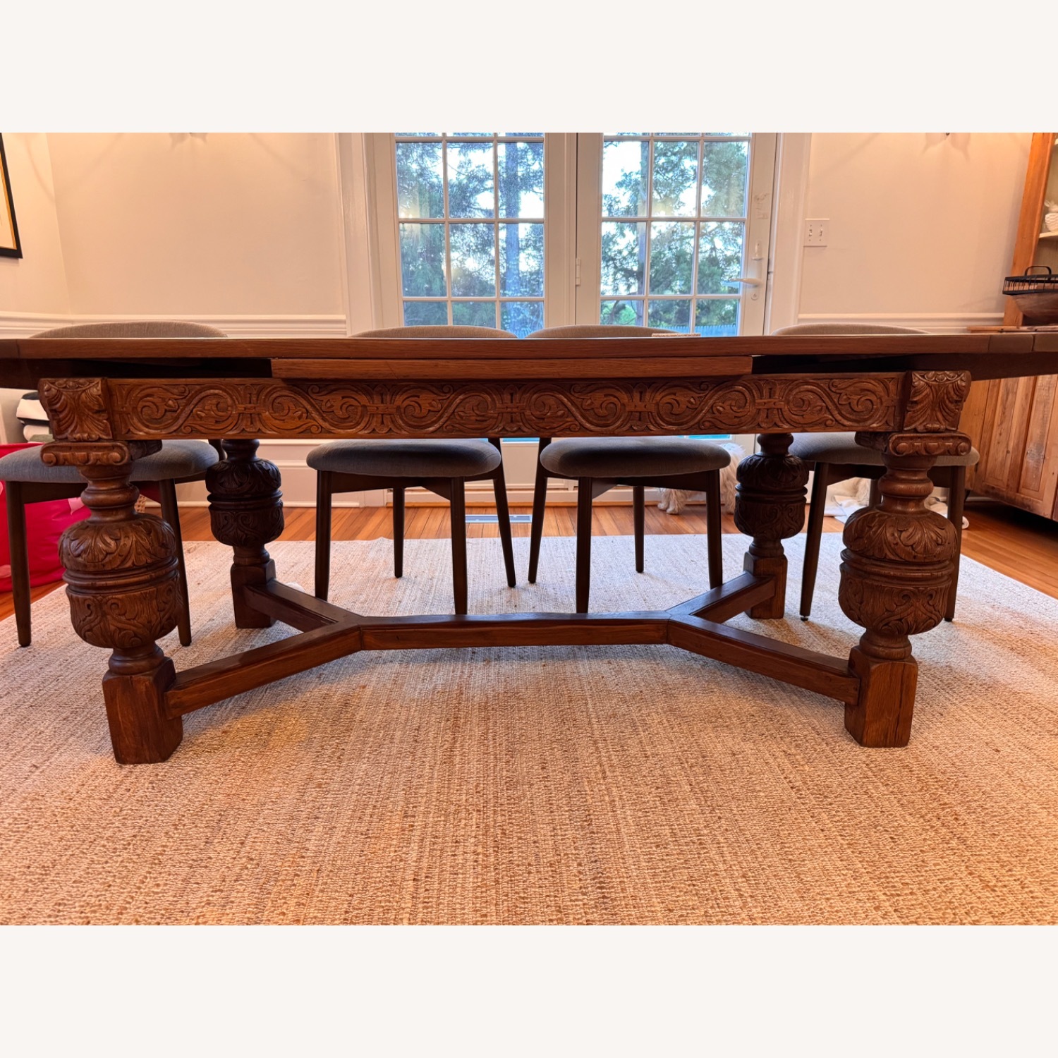 Antique Dark Brown Dining Table - image-2
