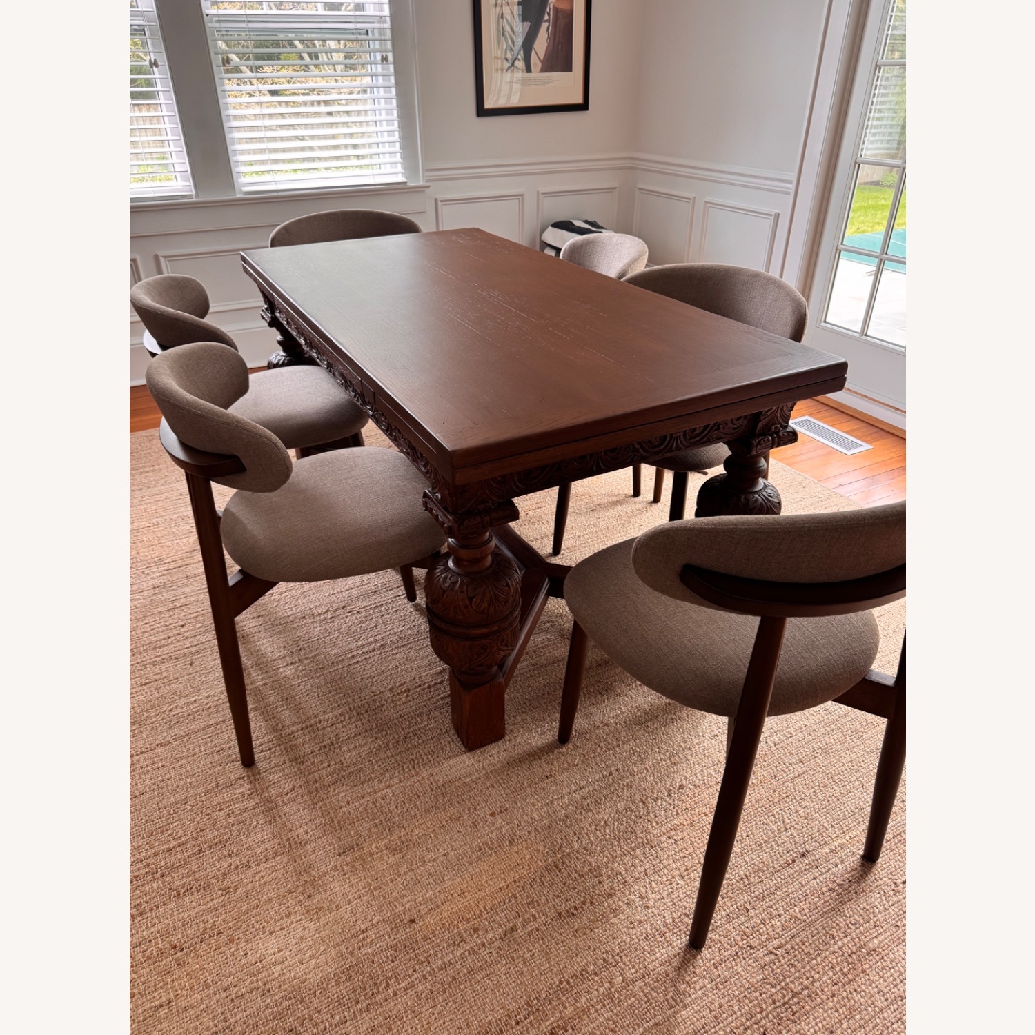 Antique Dark Brown Dining Table - image-5