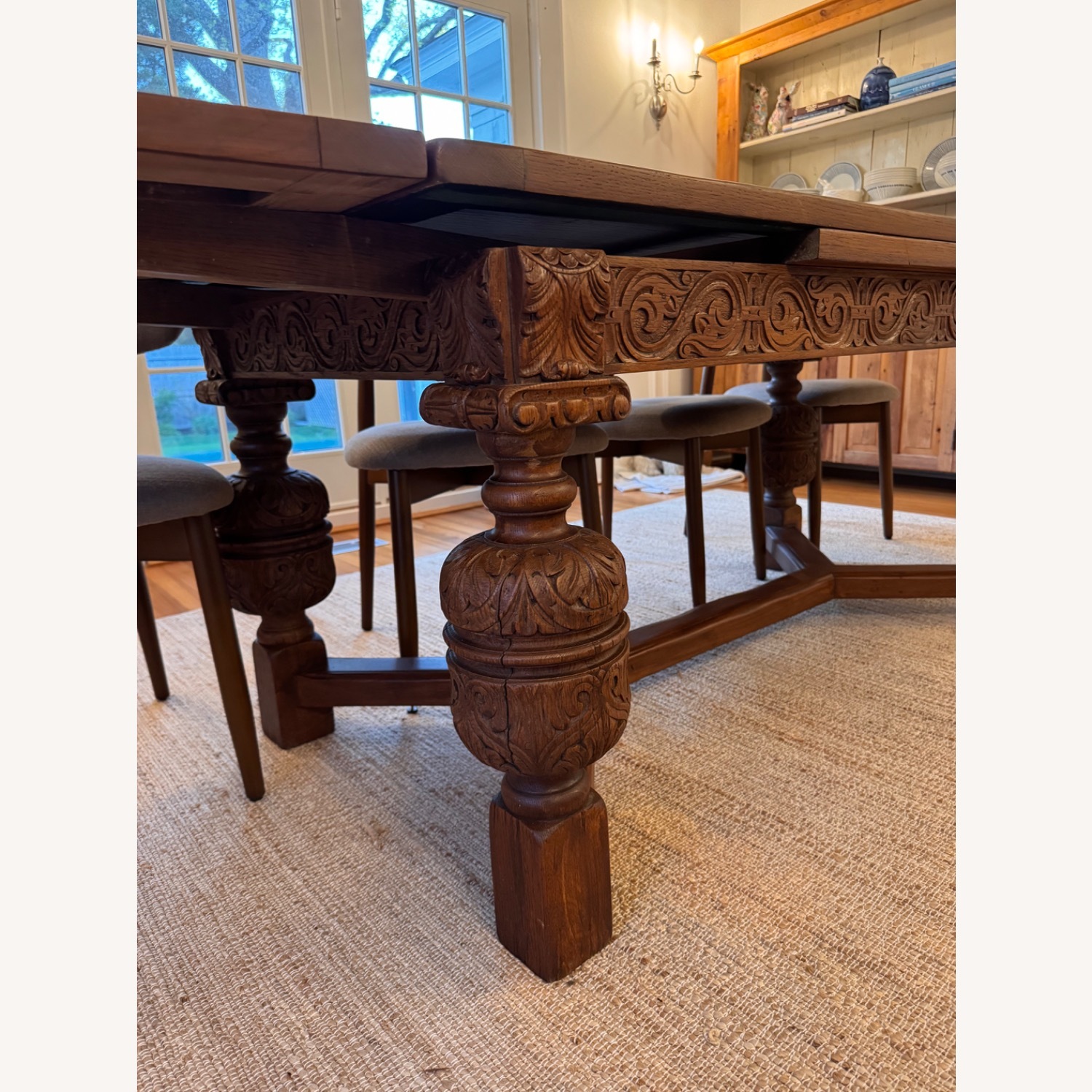 Antique Dark Brown Dining Table - image-4