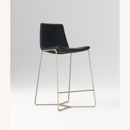 Used West Elm Navy Leather Bar Stools for sale on AptDeco