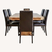 Oak Dining Room Set with 8 Leather Chairs