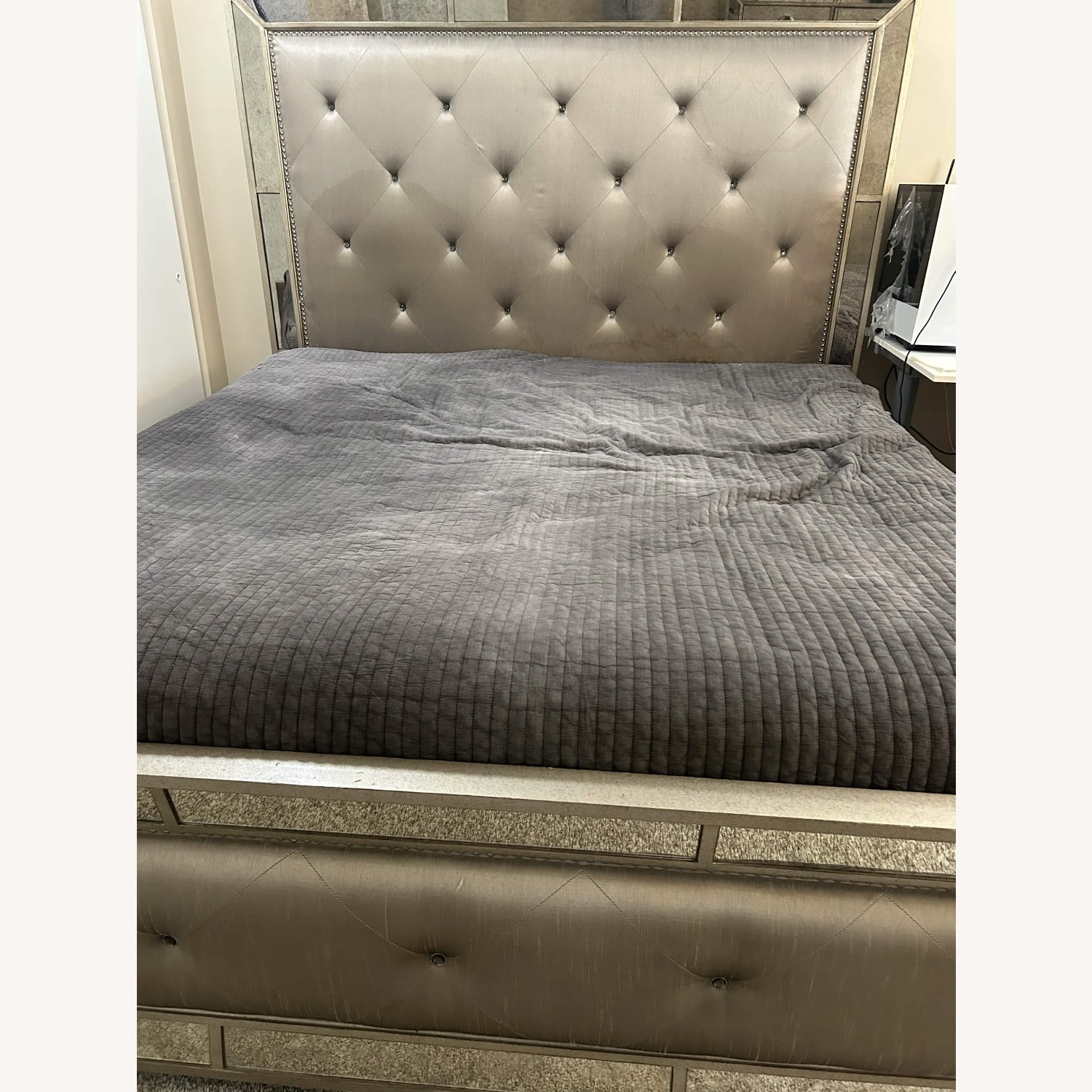 Dark Brown Wood King Bed - image-1