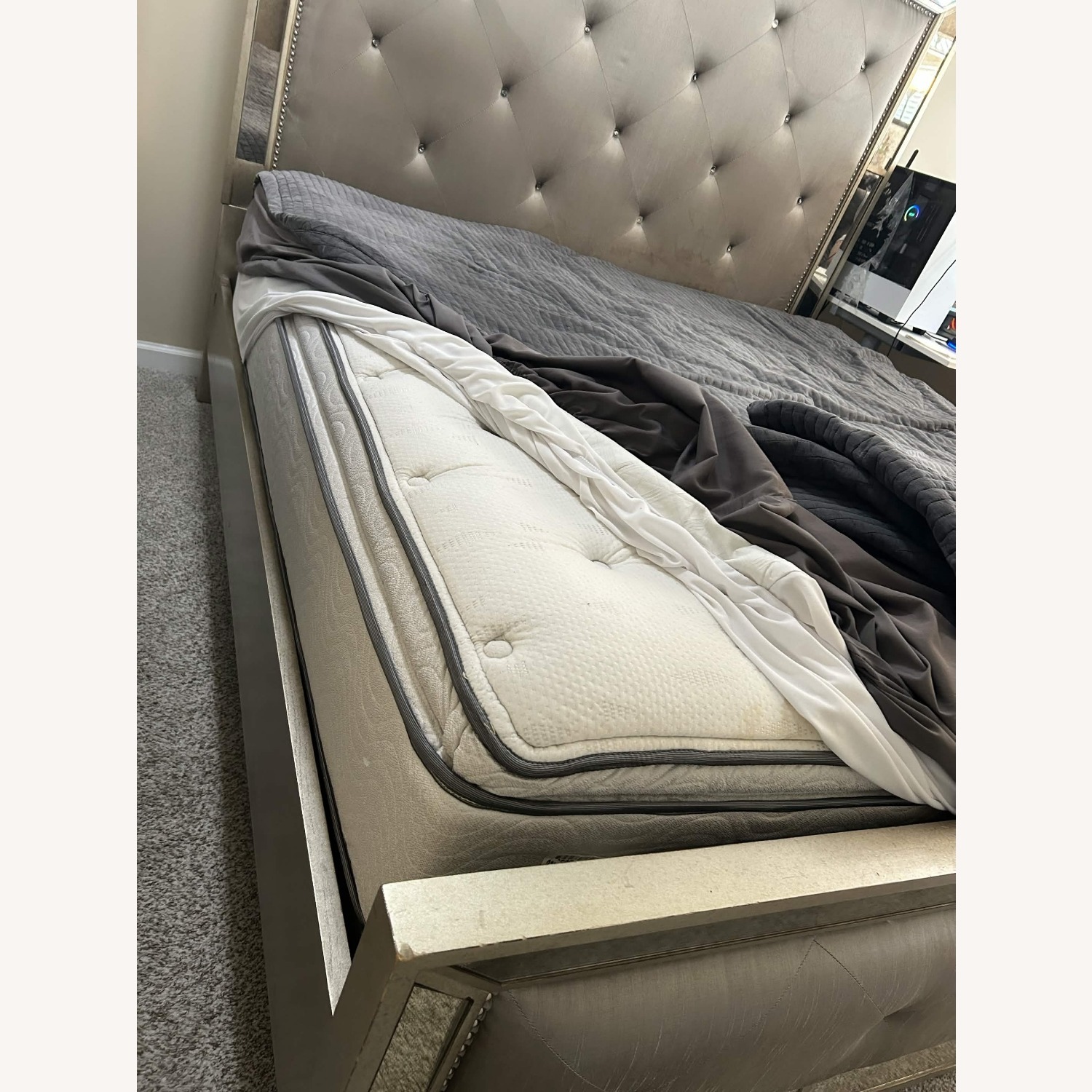 Dark Brown Wood King Bed - image-2