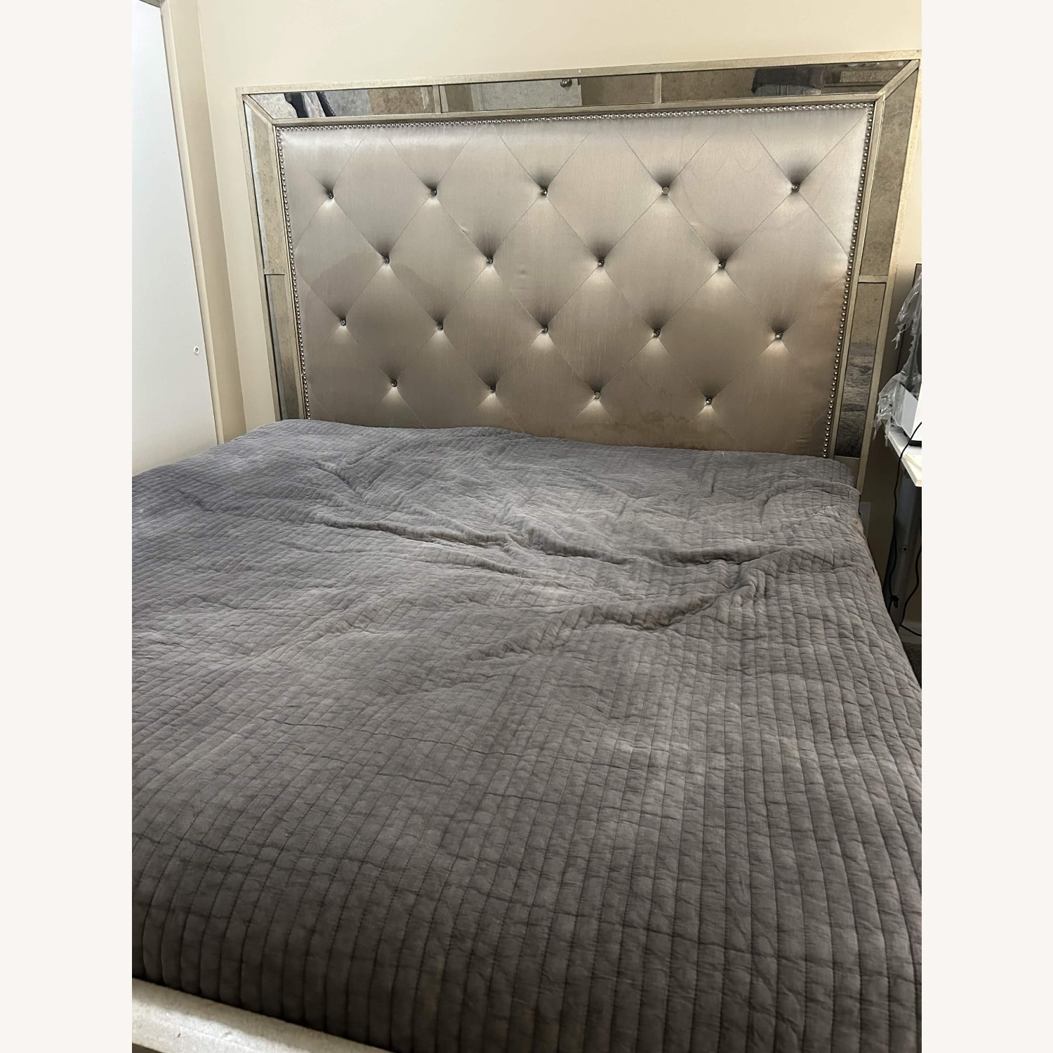 Dark Brown Wood King Bed - image-3