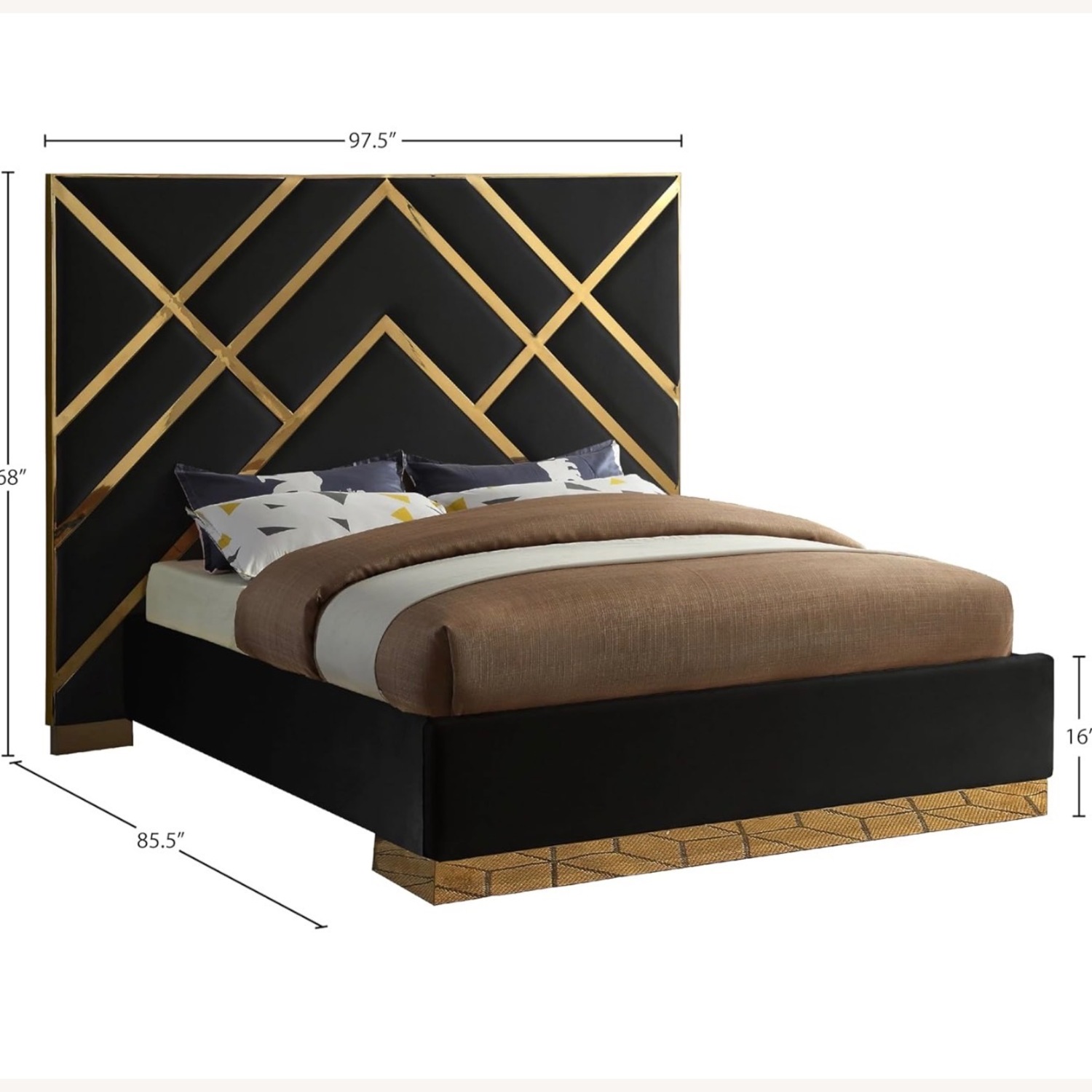 Amazon Black and Gold King Bed Frame - image-2