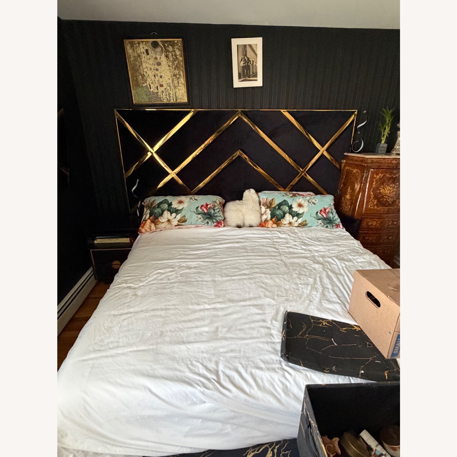 Amazon Black and Gold King Bed Frame - image-1