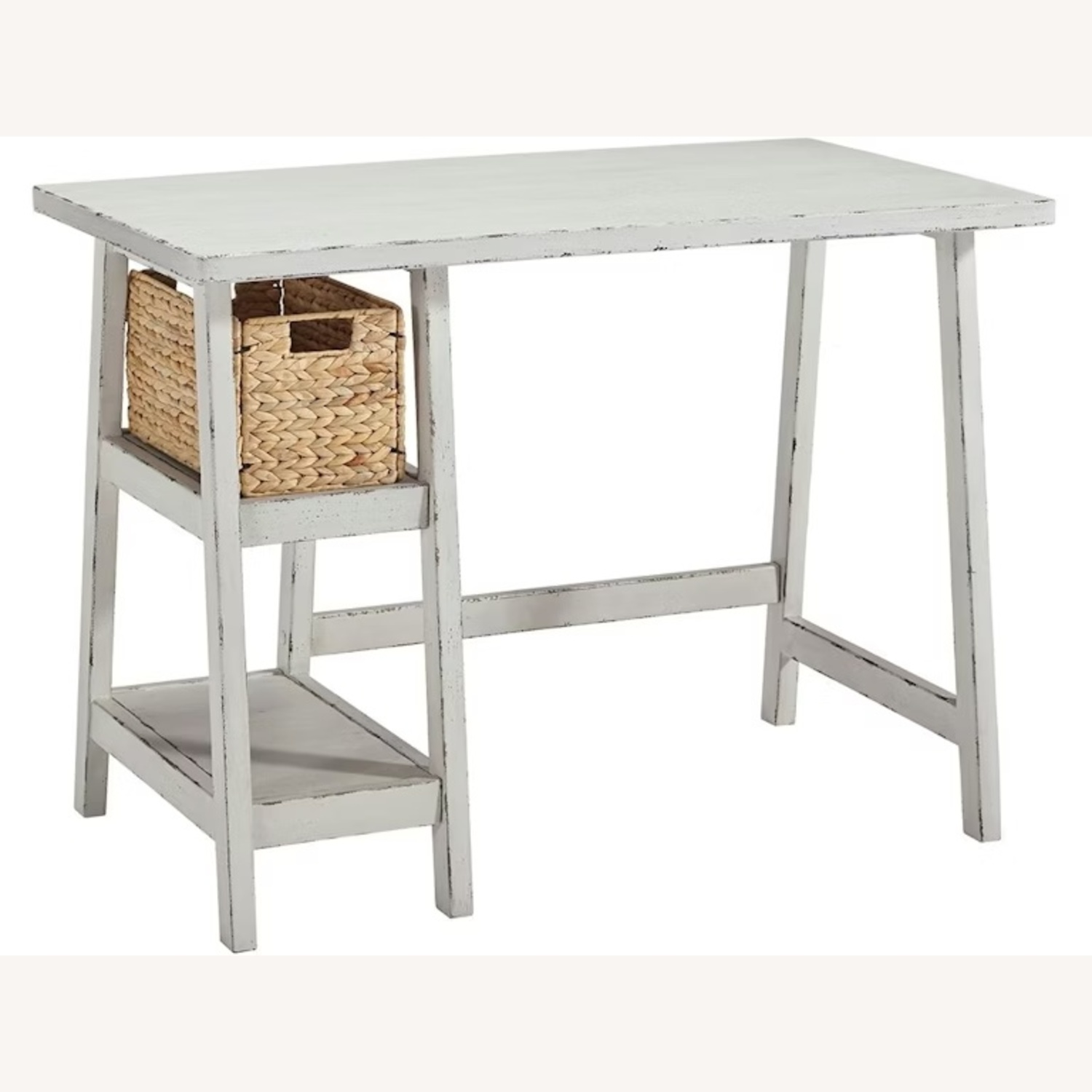 Mirimyn Distressed White Desk with Two Shelves - image-4