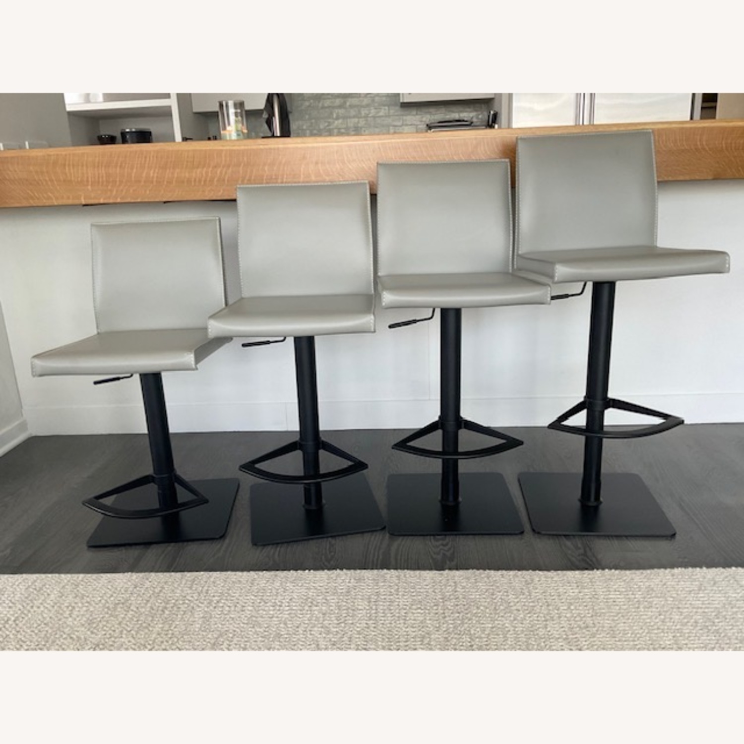 Interlude Home Light Gray Leather Stools - image-2
