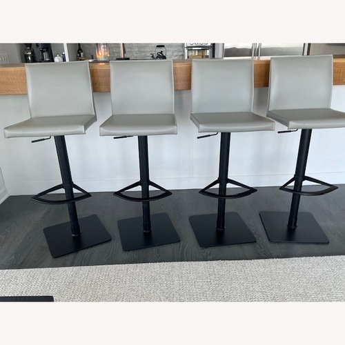 Used Interlude Home Light Gray Leather Stools for sale on AptDeco