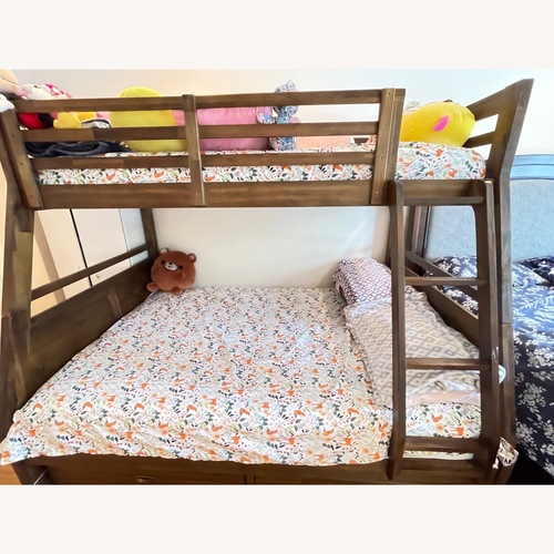 Used Bob's Discount Furniture Chadwick Light Brown Bunk Bed for sale on AptDeco