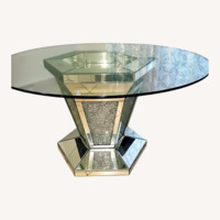Glory Furniture Silver Glass Dining Table