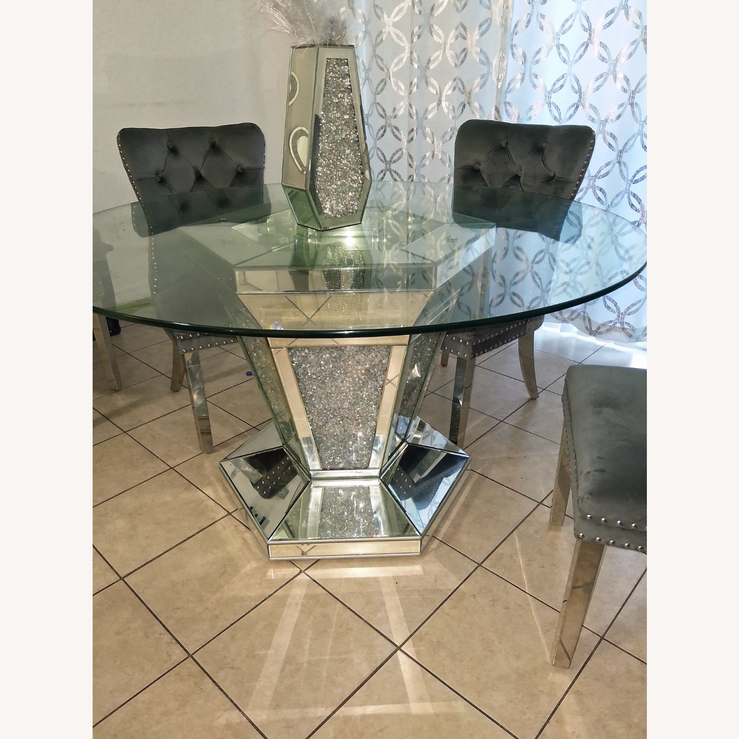 Glory Furniture Silver Glass Dining Table - image-4