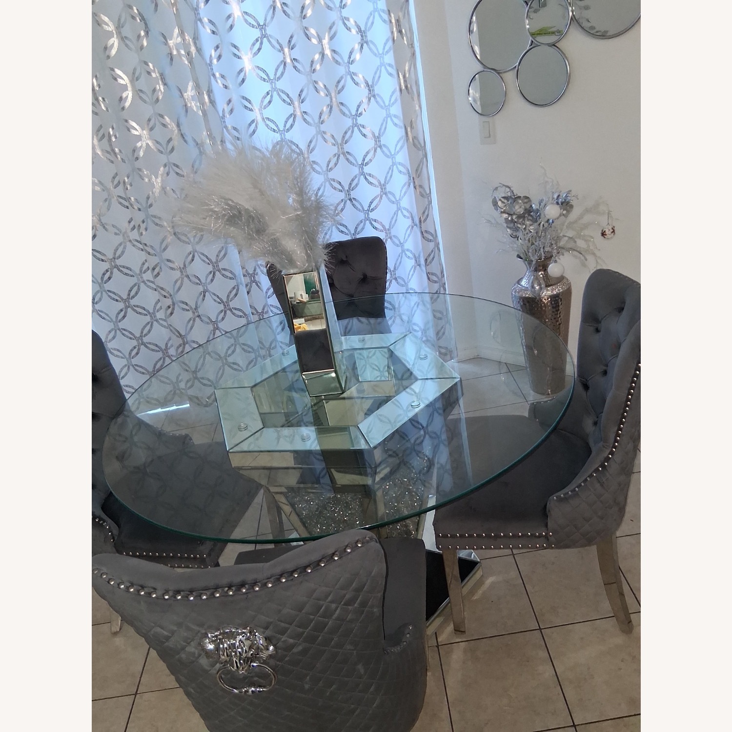 Glory Furniture Silver Glass Dining Table - image-2