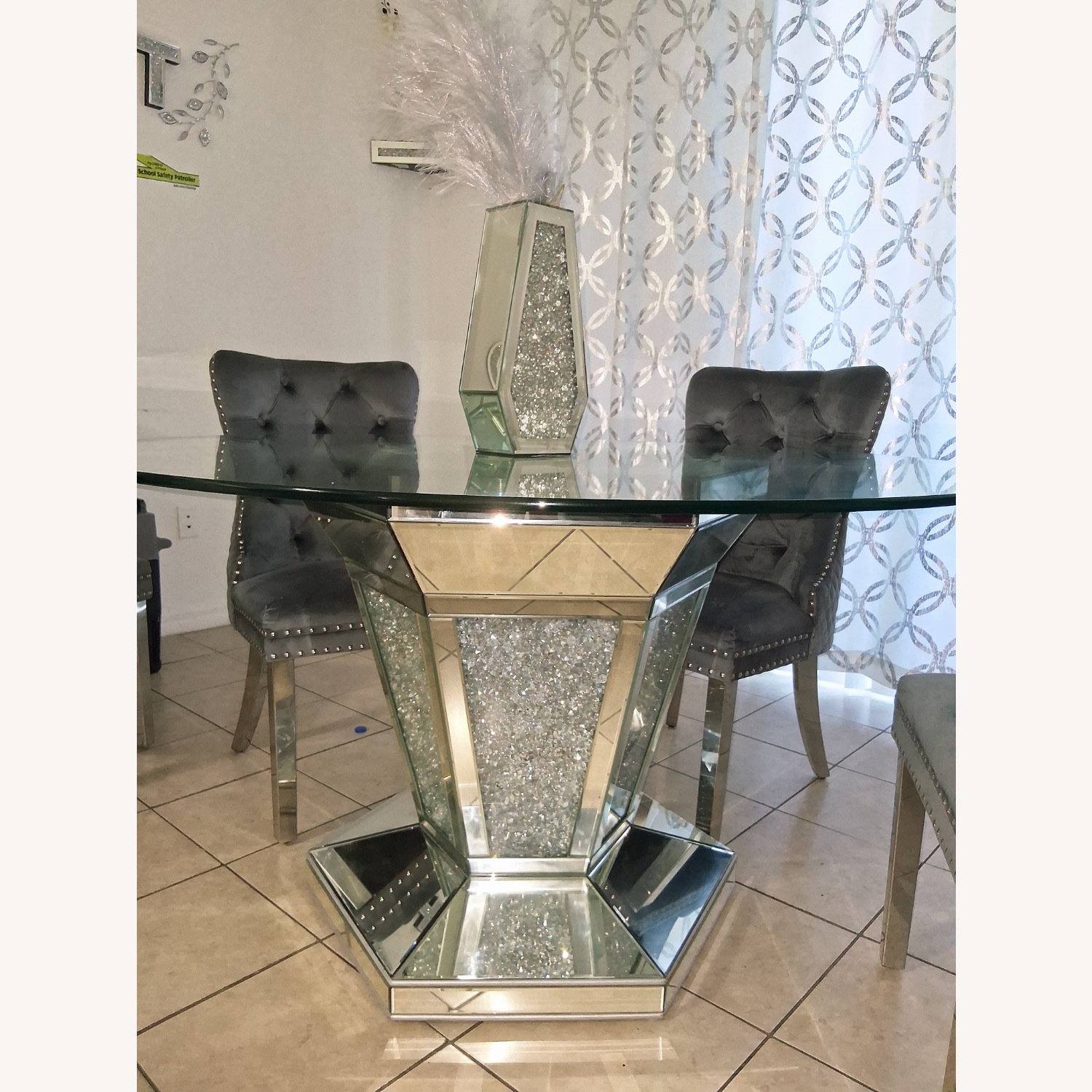 Glory Furniture Silver Glass Dining Table - image-3