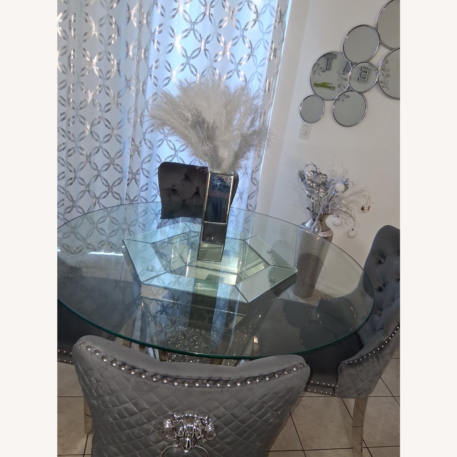Glory Furniture Silver Glass Dining Table - image-1