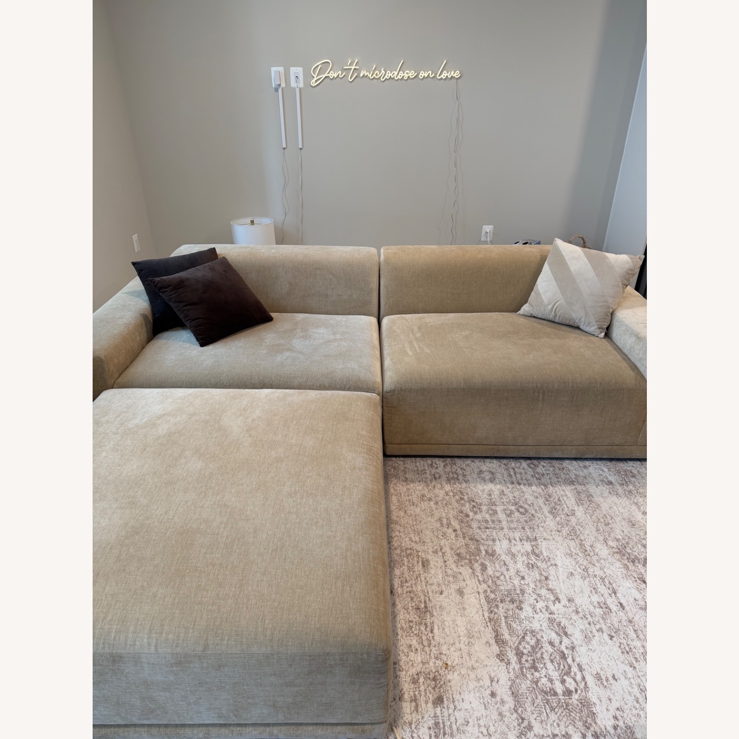 CB2 Faible Natural Velvet 3+ Piece Sectional - image-1