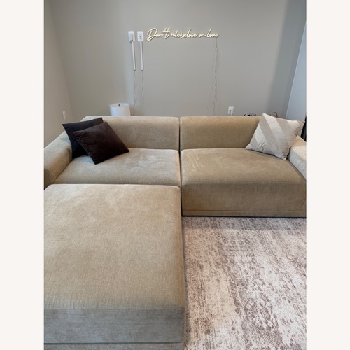 Used CB2 Faible Natural Velvet 3+ Piece Sectional for sale on AptDeco