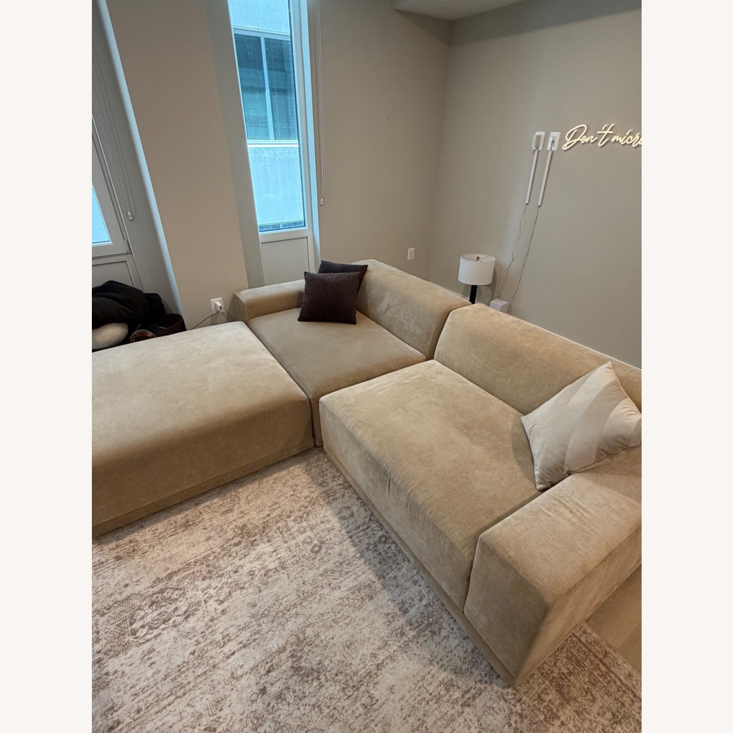 CB2 Faible Natural Velvet 3+ Piece Sectional - image-2