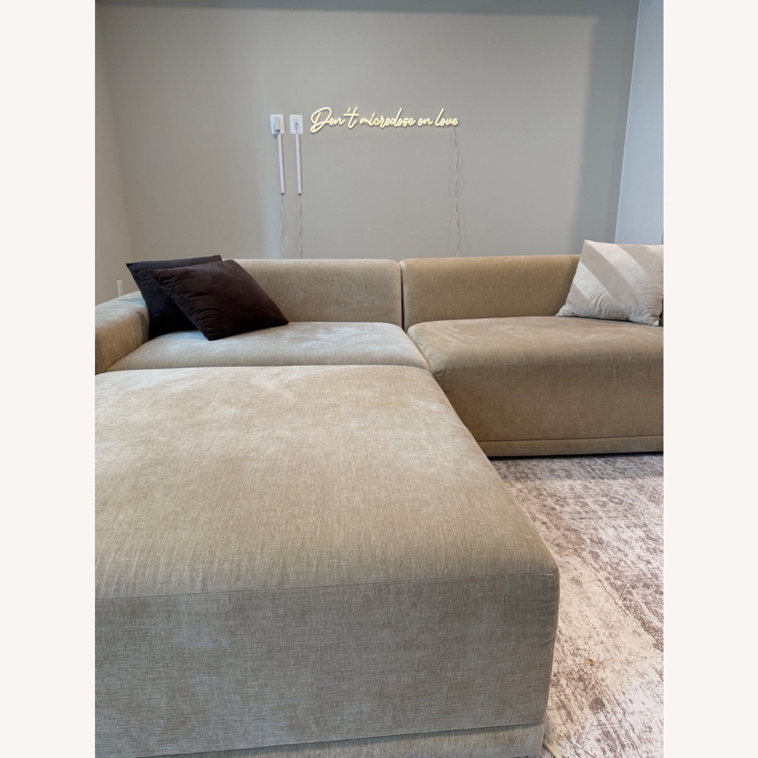 CB2 Faible Natural Velvet 3+ Piece Sectional - image-5