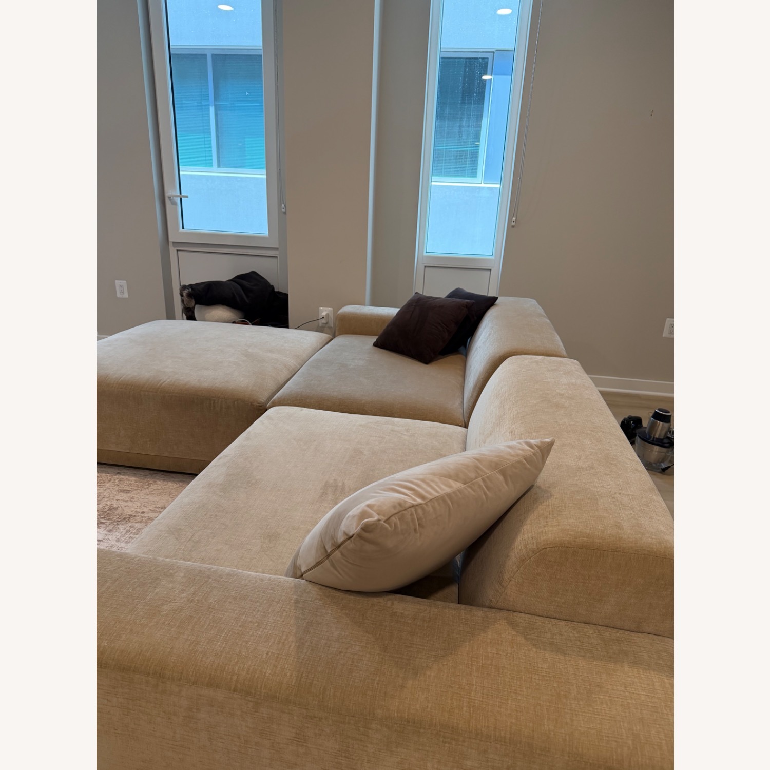 CB2 Faible Natural Velvet 3+ Piece Sectional - image-3