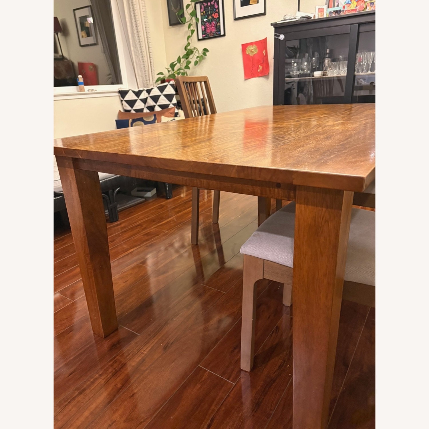 Crate & Barrel 65" Dark Brown Wood Dining Table - image-1