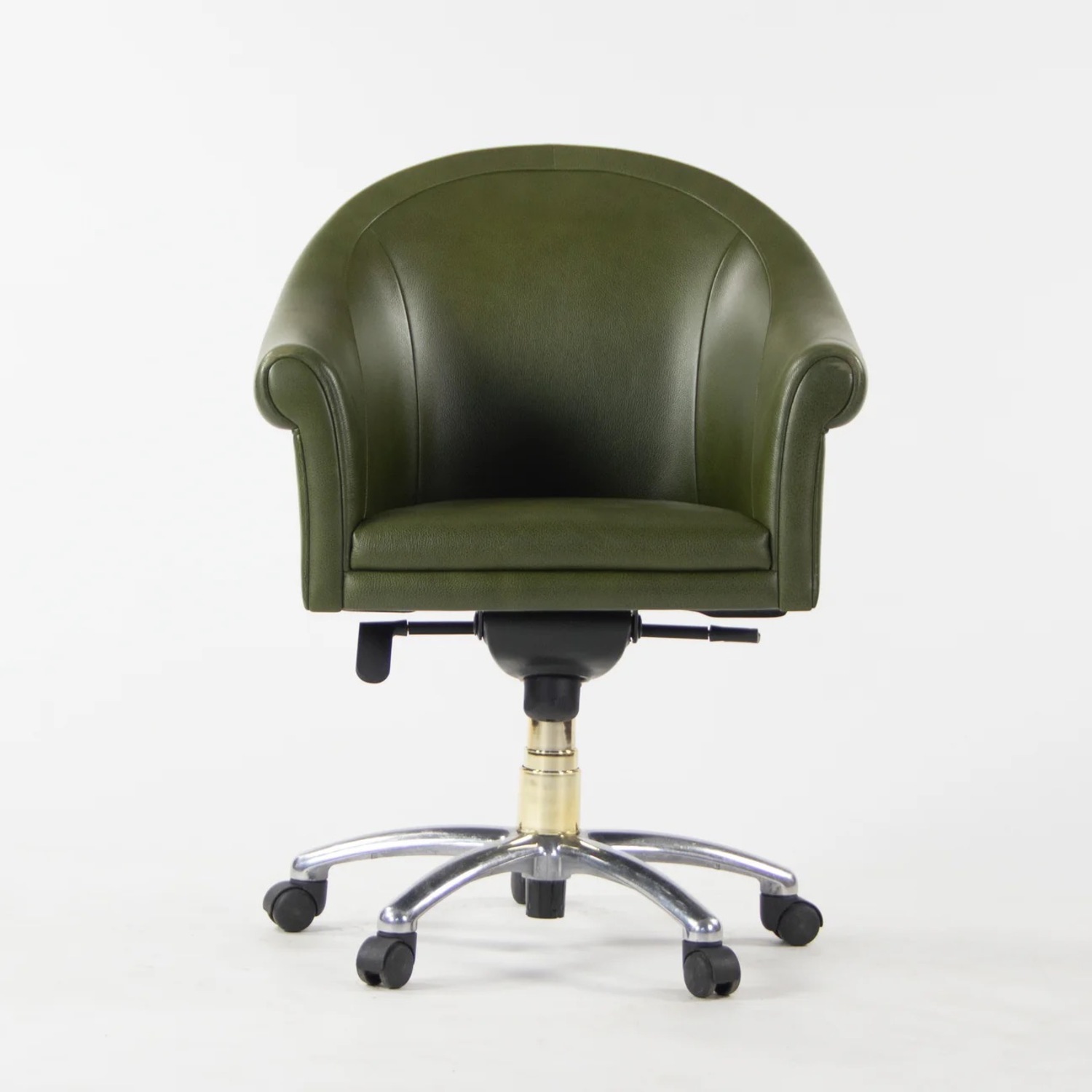 Poltrona Frau Sinan Green Leather Office Chair - image-1