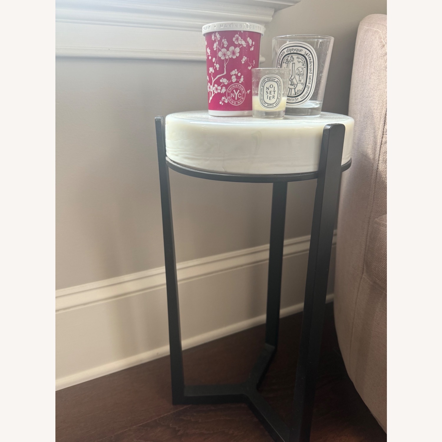 Pottery Barn White and Black Cori Accent Table - image-1