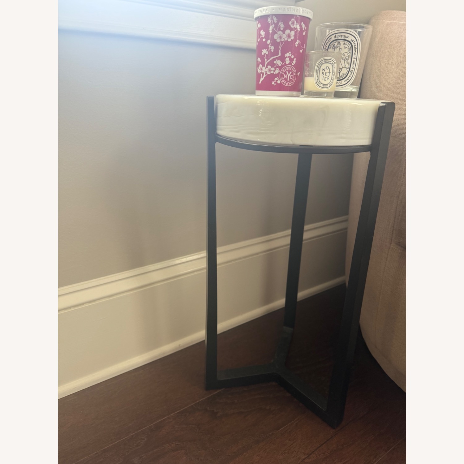Pottery Barn White and Black Cori Accent Table - image-3
