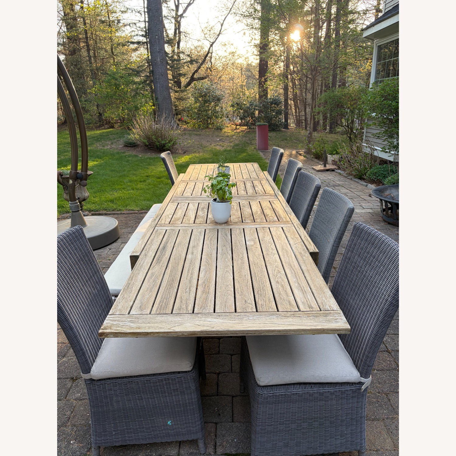 Crate & Barrel Teak Wood Patio Furniture - image-1