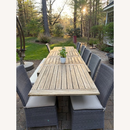 Used Crate & Barrel Teak Wood Patio Furniture for sale on AptDeco