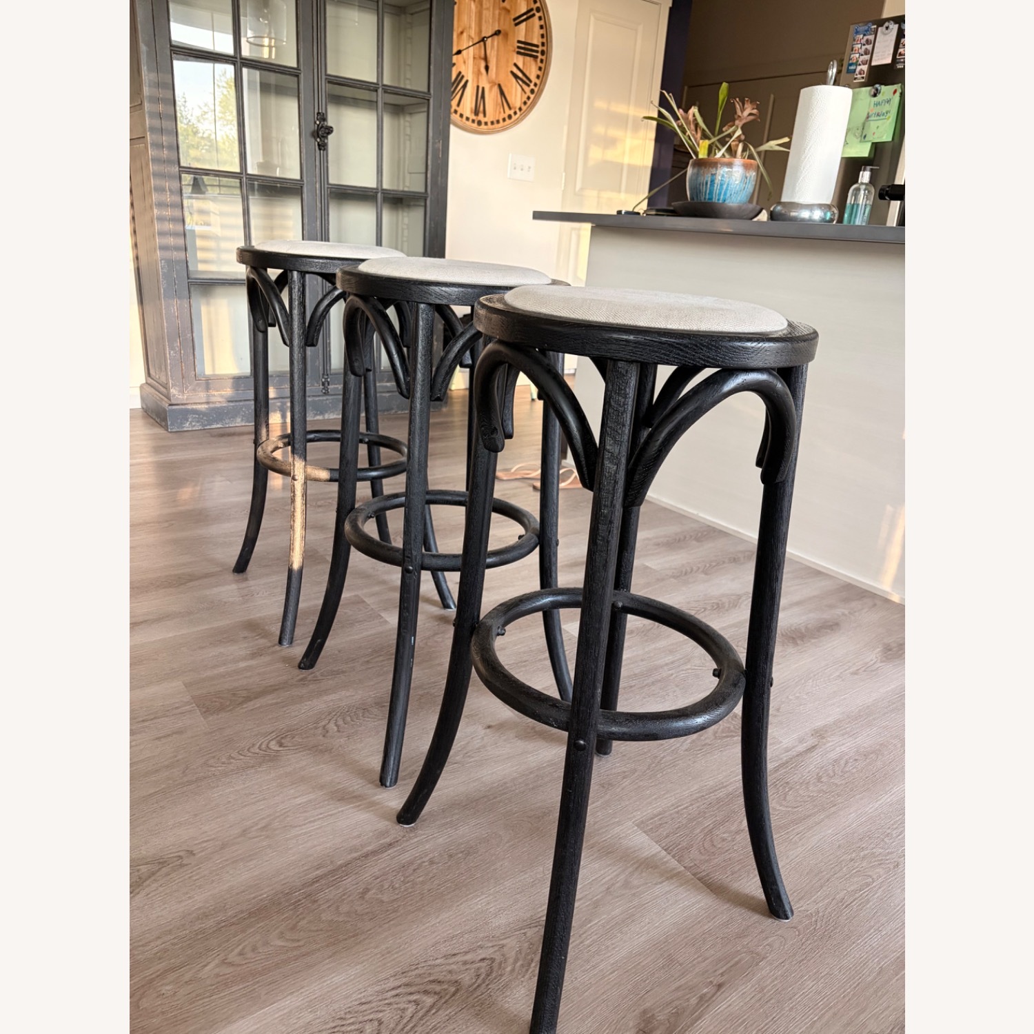 Restoration Hardware Madeleine Black Wood Stools - image-2